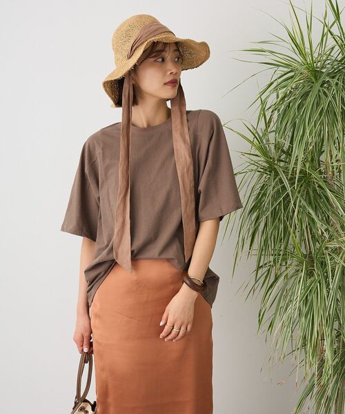 CRAFT STANDARD BOUTIQUE（クラフトスタンダードブティック）の「カットクレープワイドキリカエTee（Tシャツ/カットソー・レディース・ブラウン/パープル/イエロー/オレンジ/ブラック/ホワイト・FREE）」の18枚目の写真