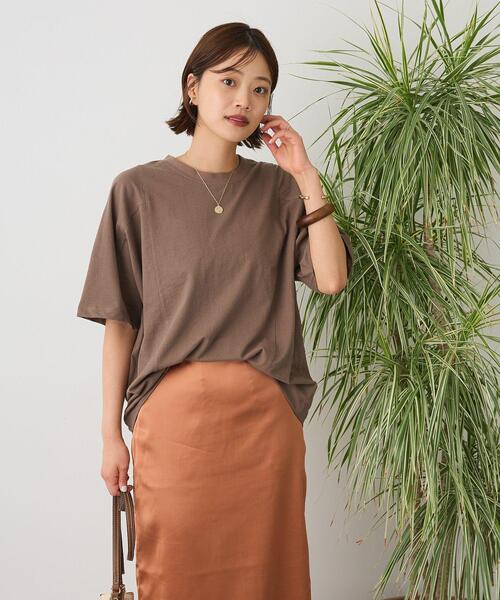 CRAFT STANDARD BOUTIQUE（クラフトスタンダードブティック）の「カットクレープワイドキリカエTee（Tシャツ/カットソー・レディース・ブラウン/パープル/イエロー/オレンジ/ブラック/ホワイト・FREE）」の19枚目の写真
