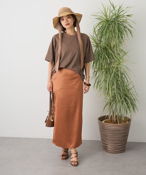 CRAFT STANDARD BOUTIQUE（クラフトスタンダードブティック）の「カットクレープワイドキリカエTee（Tシャツ/カットソー・レディース・ブラウン/パープル/イエロー/オレンジ/ブラック/ホワイト・FREE）」の20枚目の写真