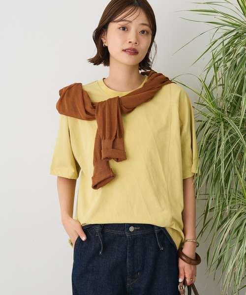CRAFT STANDARD BOUTIQUE（クラフトスタンダードブティック）の「カットクレープワイドキリカエTee（Tシャツ/カットソー・レディース・ブラウン/パープル/イエロー/オレンジ/ブラック/ホワイト・FREE）」の5枚目の写真