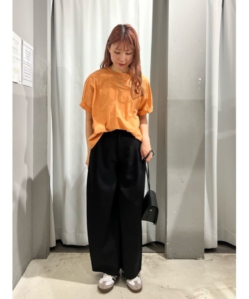 CRAFT STANDARD BOUTIQUE（クラフトスタンダードブティック）の「カットクレープワイドキリカエTee（Tシャツ/カットソー・レディース・ブラウン/パープル/イエロー/オレンジ/ブラック/ホワイト・FREE）」の9枚目の写真