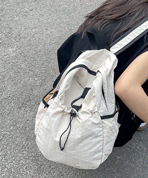セール】カラビナ付きドロストポケットリュック/ナップサック/バック
