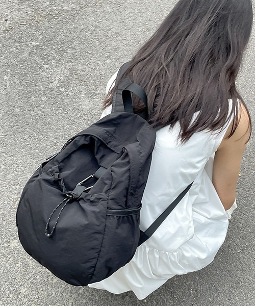 セール】カラビナ付きドロストポケットリュック/ナップサック/バック