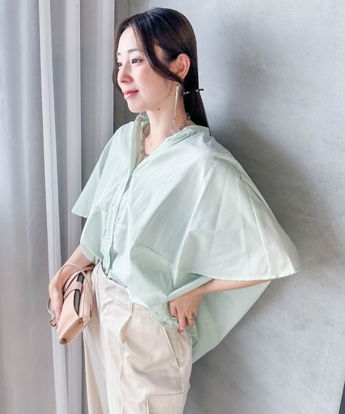 LAUTREAMONT / ロートレアモン 【WEB限定】キュプラストライプバンドカラーブラウス ≪手洗いOK≫ セール】【WEB限定】キュプラストライプバンドカラーブラウス