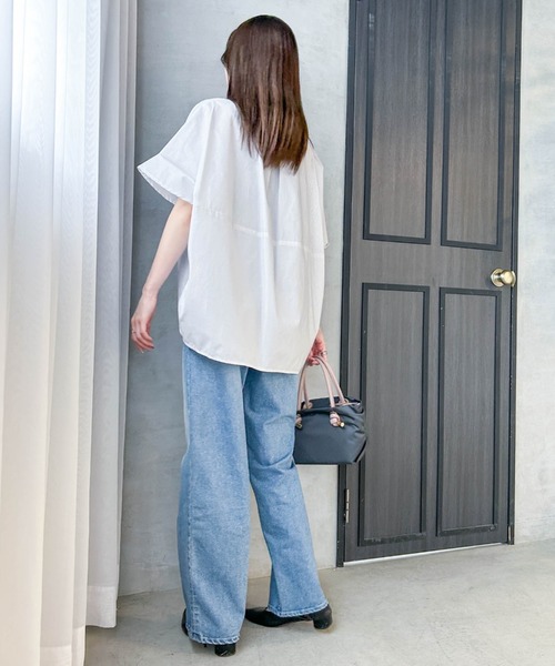 LAUTREAMONT(ロートレアモン)の「【WEB限定】キュプラストライプバンドカラーブラウス ≪手洗いOK≫(シャツ/ブラウス・レディース・ブルー系その他/グリーン系その他/アイボリー・9号)」の17枚目の写真