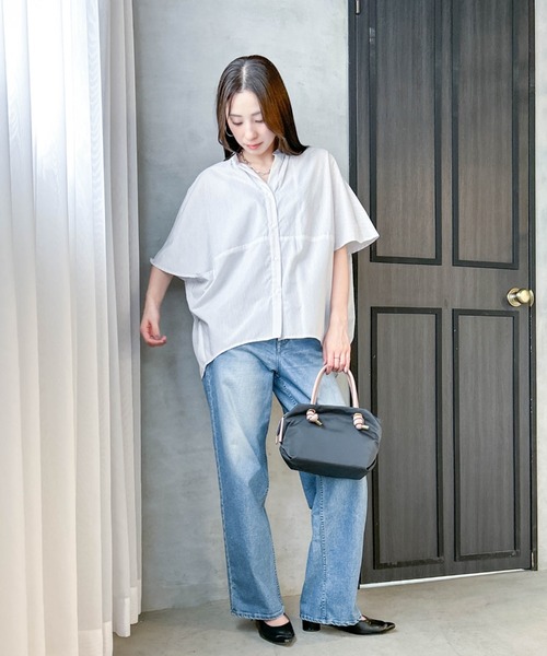 LAUTREAMONT / ロートレアモン 【WEB限定】キュプラストライプバンドカラーブラウス ≪手洗いOK≫ セール】【WEB限定】キュプラストライプバンドカラーブラウス
