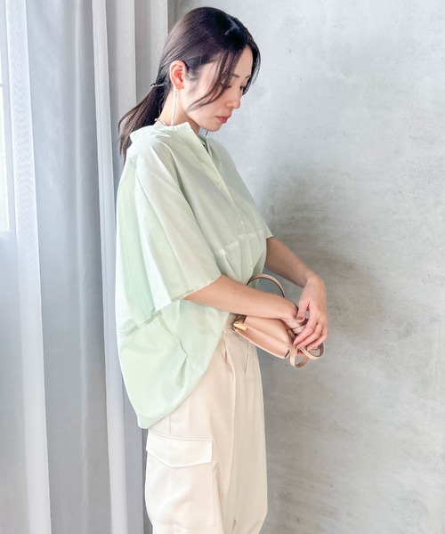 LAUTREAMONT / ロートレアモン 【WEB限定】キュプラストライプバンドカラーブラウス ≪手洗いOK≫ セール】【WEB限定】キュプラストライプバンドカラーブラウス