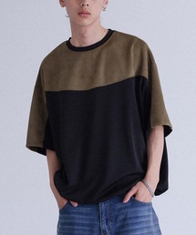 MDR（エムディアール）の「『フェイクスエード肩配色切替デザイン半袖Tシャツ』（Tシャツ/カットソー）」
