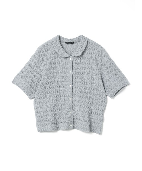 mizuiroind（ミズイロインド）の「mizuiro ind ストレッチレースラウンドカラーシャツ（シャツ/ブラウス・レディース・オフホワイト/ブラック/グレー・FREE）」の3枚目の写真