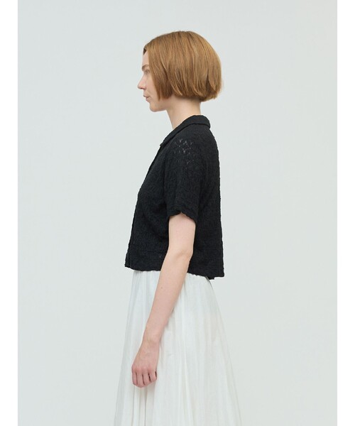 mizuiroind（ミズイロインド）の「mizuiro ind ストレッチレースラウンドカラーシャツ（シャツ/ブラウス・レディース・オフホワイト/ブラック/グレー・FREE）」の9枚目の写真