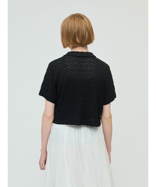 mizuiroind（ミズイロインド）の「mizuiro ind ストレッチレースラウンドカラーシャツ（シャツ/ブラウス・レディース・オフホワイト/ブラック/グレー・FREE）」の10枚目の写真