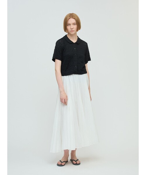 mizuiroind（ミズイロインド）の「mizuiro ind ストレッチレースラウンドカラーシャツ（シャツ/ブラウス・レディース・オフホワイト/ブラック/グレー・FREE）」の11枚目の写真