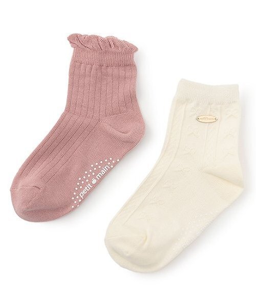 petit main（プティマイン）の「チャームつきソックス2P（ソックス/靴下・キッズ・ネイビー/アイボリー/モカ・M/L/S/SS）」の2枚目の写真