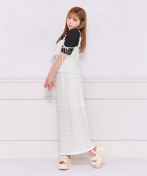 apres jour(アプレジュール)の「【SET着用可能】レイヤードキャミセット(Tシャツ/カットソー・レディース・オフホワイト/ブラック・X-LARGE/フリー)」の7枚目の写真
