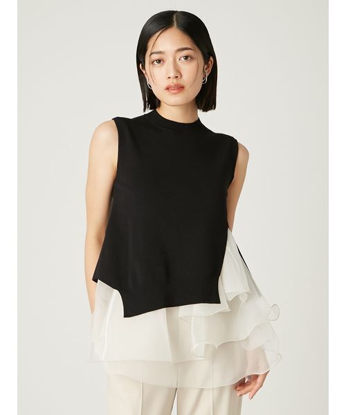 FRAY I.D ラッフルフリルレイヤーニット BLK WEB限定カラー】ラッフルフリルレイヤーニット(ニット/セーター