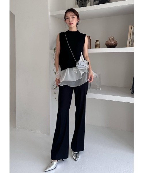 セール】【WEB限定カラー】ラッフルフリルレイヤーニット（ニット