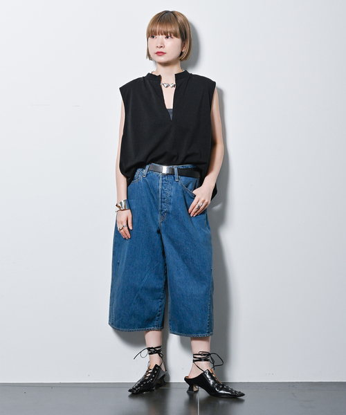 CITYSHOP（シティーショップ）の「《追加2》KEY NECK N-SL Tシャツ（Tシャツ/カットソー・レディース・ホワイト/ブラック・FREE）」の3枚目の写真