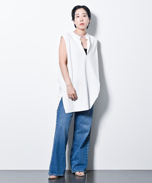 CITYSHOP（シティーショップ）の「《追加2》KEY NECK N-SL Tシャツ（Tシャツ/カットソー・レディース・ホワイト/ブラック・FREE）」の19枚目の写真