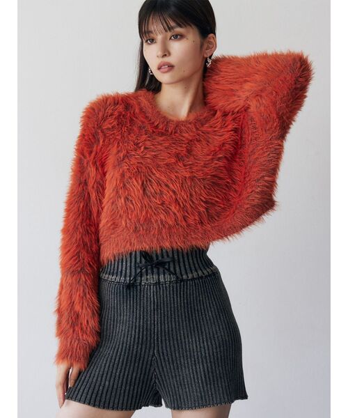 MURUA（ムルーア）の「バイカラーMIXシャギーニット（ニット/セーター・レディース・グレー/ブルー/アイボリー/オレンジ/ネイビー・FREE）」の5枚目の写真