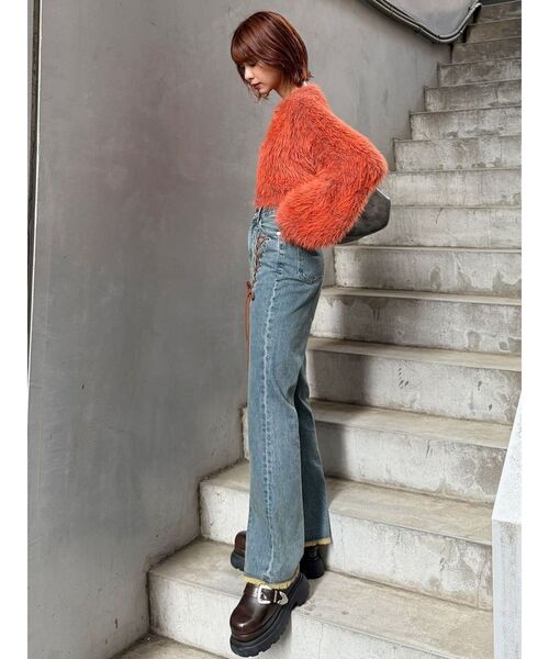 MURUA（ムルーア）の「バイカラーMIXシャギーニット（ニット/セーター・レディース・グレー/ブルー/アイボリー/オレンジ/ネイビー・FREE）」の11枚目の写真