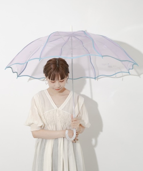 SMELLY（スメリー）の「Wpc.　ウェビーアンブレラ（長傘・レディース・オフホワイト/ラベンダー・FREE）」の2枚目の写真