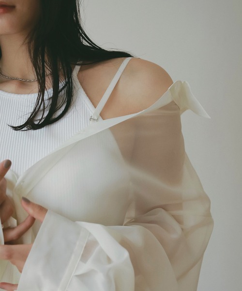 EIMY ISTOIRE（エイミーイストワール）の「シアー2WAYシャツ（シャツ/ブラウス・レディース・アイボリー/サックスブルー/ピンク・F）」の8枚目の写真