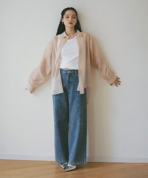 EIMY ISTOIRE（エイミーイストワール）の「シアー2WAYシャツ（シャツ/ブラウス・レディース・アイボリー/サックスブルー/ピンク・F）」の13枚目の写真