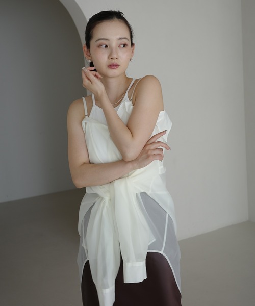 EIMY ISTOIRE（エイミーイストワール）の「シアー2WAYシャツ（シャツ/ブラウス・レディース・アイボリー/サックスブルー/ピンク・F）」の15枚目の写真