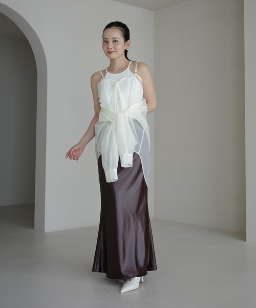 EIMY ISTOIRE（エイミーイストワール）の「シアー2WAYシャツ（シャツ/ブラウス・レディース・アイボリー/サックスブルー/ピンク・F）」の19枚目の写真