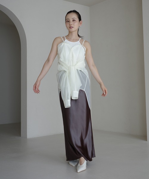 EIMY ISTOIRE（エイミーイストワール）の「シアー2WAYシャツ（シャツ/ブラウス・レディース・アイボリー/サックスブルー/ピンク・F）」の18枚目の写真