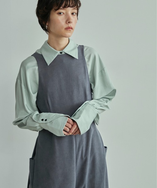 LOSCa（ロスカ）の「サイドポケットコーデュロイオールインワン（サロペット/オーバーオール・レディース・ブルーグレー/ブラウン・M/S）」の11枚目の写真