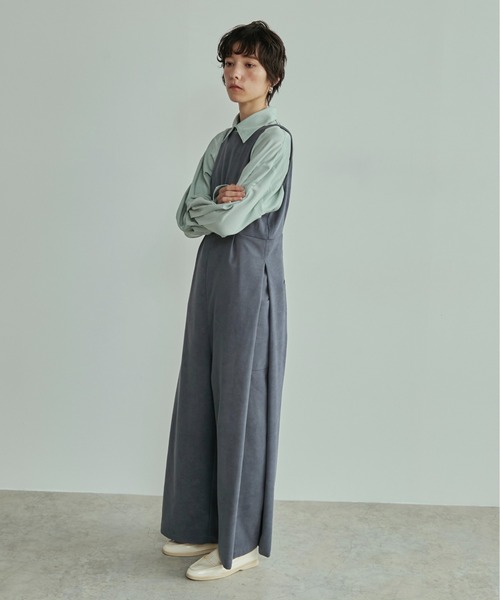 LOSCa（ロスカ）の「サイドポケットコーデュロイオールインワン（サロペット/オーバーオール・レディース・ブルーグレー/ブラウン・M/S）」の9枚目の写真