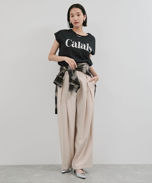 VIS（ビス）の「ボックスタックリラックスパンツ（その他パンツ・レディース・ベージュ/チャコールグレー・FREE）」の3枚目の写真