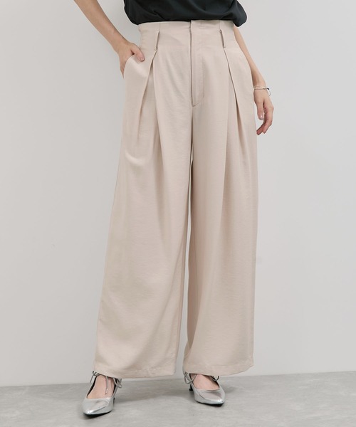 VIS（ビス）の「ボックスタックリラックスパンツ（その他パンツ・レディース・ベージュ/チャコールグレー・FREE）」の22枚目の写真