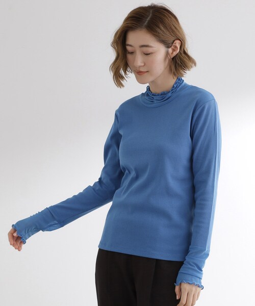 grove（グローブ）の「シアー切替ハイネックプルオーバー（Tシャツ/カットソー・レディース・ブラック/オフホワイト/ライトブルー/ブルーグリーン・02/03/01/04/05）」の17枚目の写真