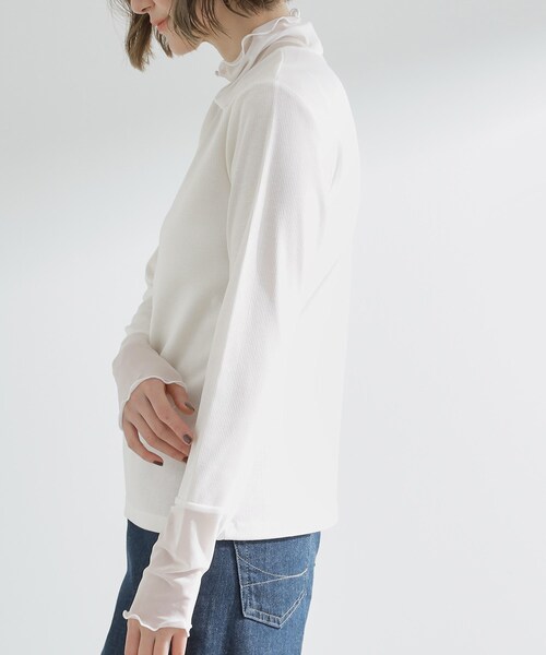grove（グローブ）の「シアー切替ハイネックプルオーバー（Tシャツ/カットソー・レディース・ブラック/オフホワイト/ライトブルー/ブルーグリーン・02/03/01/04/05）」の22枚目の写真