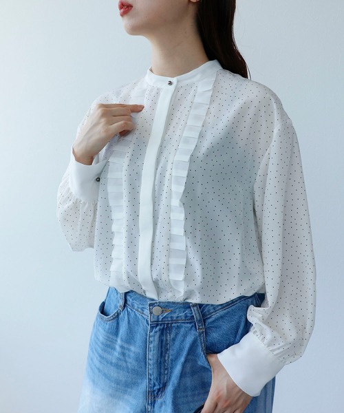 Cepica（セピカ）の「フロントプリーツドットブラウス（シャツ/ブラウス・レディース・ホワイト/ブラック・FREE）」の11枚目の写真