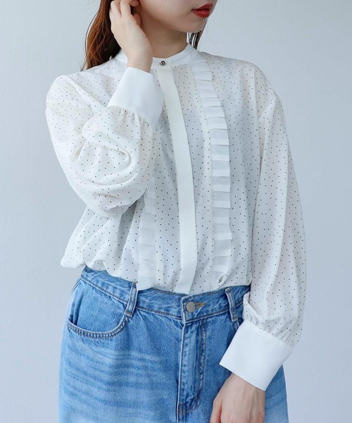 Cepica（セピカ）の「フロントプリーツドットブラウス（シャツ/ブラウス・レディース・ホワイト/ブラック・FREE）」の12枚目の写真