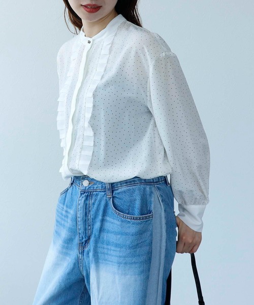 Cepica（セピカ）の「フロントプリーツドットブラウス（シャツ/ブラウス・レディース・ホワイト/ブラック・FREE）」の13枚目の写真