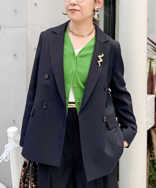 セットアップ対応》ウォッシャブルウール調ストレッチダブルジャケット