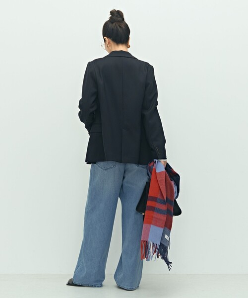 セットアップ対応》ウォッシャブルウール調ストレッチダブルジャケット