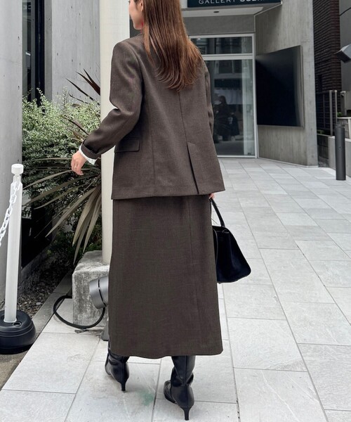 セットアップ対応》ウォッシャブルウール調ストレッチダブルジャケット