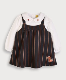 moimoln（モイモルン）の「【2点セット】キノコ長袖トップス＆フォックスオーバーオールワンピース（ワンピース）」