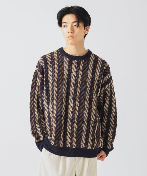 BEAMS HEART（ビームスハート）の「アソート レトロ クルーネック ニット（ニット/セーター・メンズ・ブラック/ベージュ/ブラウン・LARGE/MEDIUM/SMALL）」の3枚目の写真