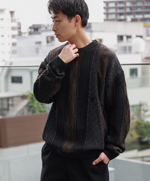 BEAMS HEART（ビームスハート）の「アソート レトロ クルーネック ニット（ニット/セーター・メンズ・ブラック/ベージュ/ブラウン・LARGE/MEDIUM/SMALL）」の2枚目の写真