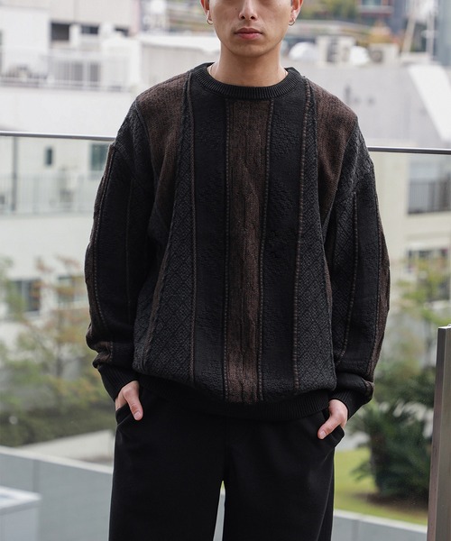 BEAMS HEART（ビームスハート）の「アソート レトロ クルーネック ニット（ニット/セーター・メンズ・ブラック/ベージュ/ブラウン・LARGE/MEDIUM/SMALL）」の7枚目の写真