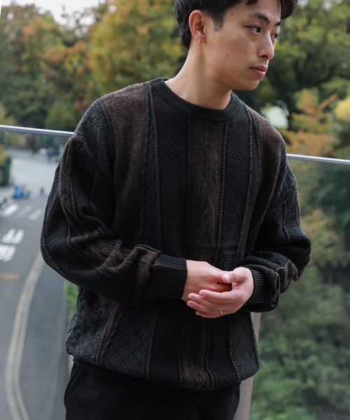 BEAMS HEART（ビームスハート）の「アソート レトロ クルーネック ニット（ニット/セーター・メンズ・ブラック/ベージュ/ブラウン・LARGE/MEDIUM/SMALL）」の8枚目の写真