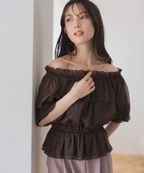 MISCH MASCH(ミッシュマッシュ)の「フリルラメシアーブラウス(シャツ/ブラウス・レディース・ブラウン/ラベンダー/アイボリー・フリ-)」の3枚目の写真