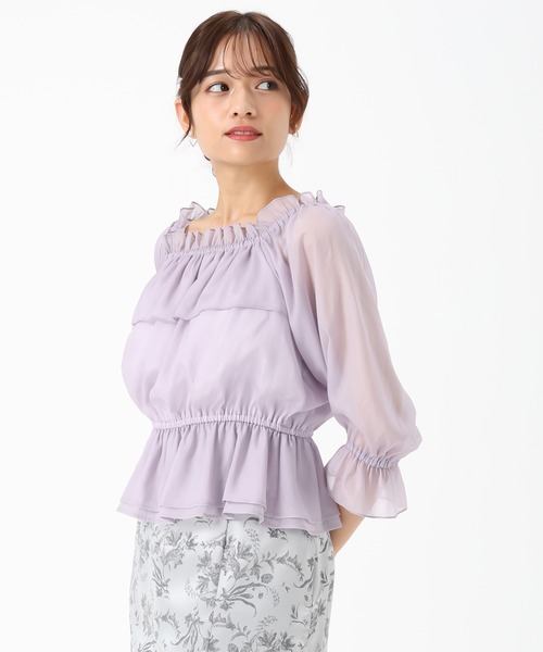 MISCH MASCH(ミッシュマッシュ)の「フリルラメシアーブラウス(シャツ/ブラウス・レディース・ブラウン/ラベンダー/アイボリー・フリ-)」の4枚目の写真