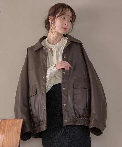 mideal マイディール パディングブルゾン アイボリー over design